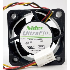 NIDEC U40G12BHA5-52 12V 0.08A 3wires Cooling Fan - New