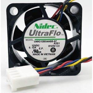 NIDEC U40G12BS4AB5-57 12V 0.12A 4wires Cooling Fan 