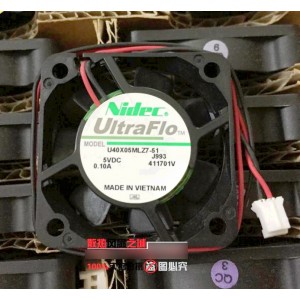 NIDEC U40X05MLZ7-51 5V 0.1A 2wires Cooling Fan