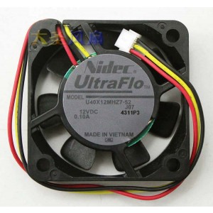 NIDEC U40X12MHZ7-52 12V 0.10A 3wires Cooling Fan