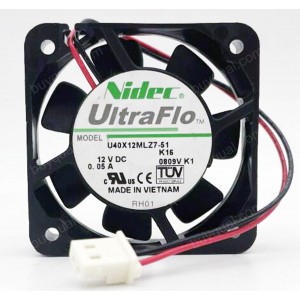 Nidec U40X12MLZ7-51 12V 0.05A 2wires Cooling Fan - New