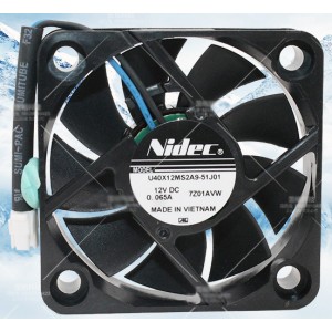 NIDEC U40X12MS2A9-51J01 12V 0.065A 2wires Cooling Fan