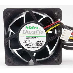 NIDEC U60T12MUA7-52 12V 0.16A 3wires Cooling Fan
