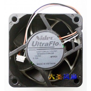 Nidec U60T12MUA7-53J321 12V 0.16A 3wires Cooling Fan