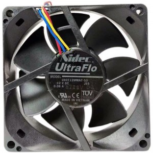 NIDec U80T12MMA7-53 12V 0.08A 3wires Cooling Fan