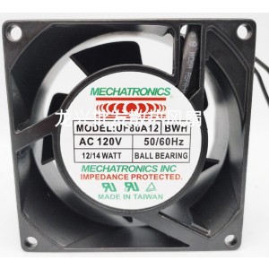 MECHATRONICS UF80A12 BWH 120V 12/14W 2wires Cooling Fan 