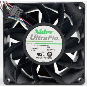 NIDEC V12E24BS8M9-07 24V 3.0A 4wires Cooling Fan 