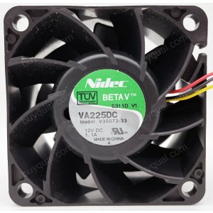 Nidec V35073-33 VA225DC 12V 1.1A 3wires Cooling Fan