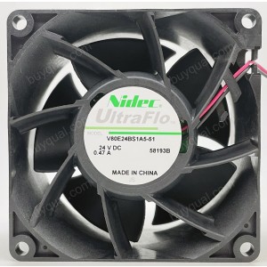 Nidec V80E24BS1A5-51 24V 0.47A 2wires Cooling Fan - Original New