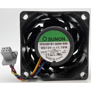 SUNON VF60381B1-Q000-S99 12V 11.76W 4wires Cooling Fan 