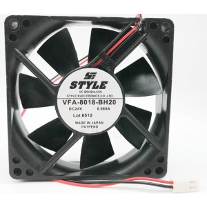 STYLE VFA-8018-BH20 24V 0.085A 2 wires Cooling Fan