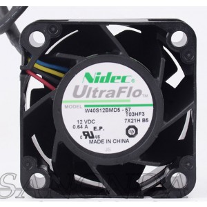 NIDEC W40S12BMD5-57 W40S12BMD5-57T05HF4 12V 0.64A 4wires Cooling Fan