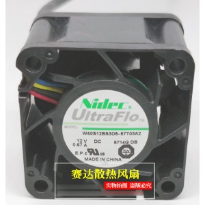 NIDEC W40S12BS3D5 W40S12BS3D5-57T03A2 12V 0.67A 4 wires Cooling Fan
