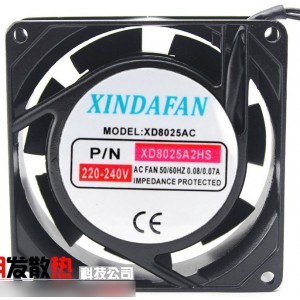 XINDAFAN XD8025A2HS 220-240V 0.08/0.07A 2wires Cooling Fan 