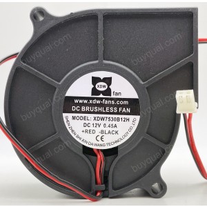 XDW XDW7530B12H XDW7530S12H 12V 0.45A 2wires Cooling Fan