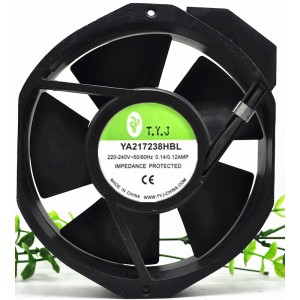 TYJ YA217238HBL 220V 0.20/0.18A 2wires Cooling Fan 