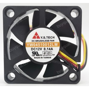 Y.T TECH YW04510012LM 12V 0.14A 3wires Cooling Fan - Replacement / not Original