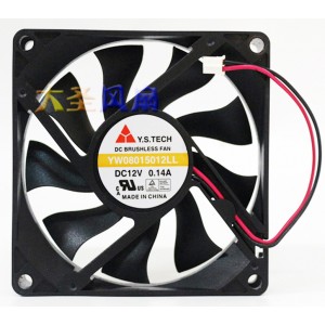 Y.S.TECH YW08015012LL 12V 0.14A 2wires Cooling Fan