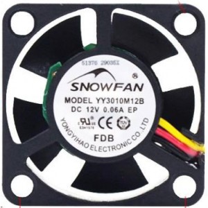SNOWFAN YY3010M12B 12V 0.06A 3wires Cooling Fan 