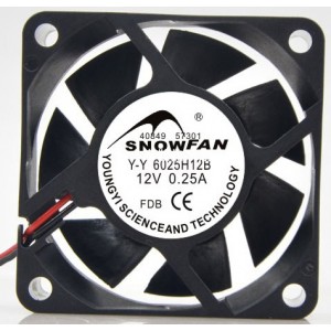 SNOWFAN YY6025H12B 12V 0.42A 2wires Cooling Fan 